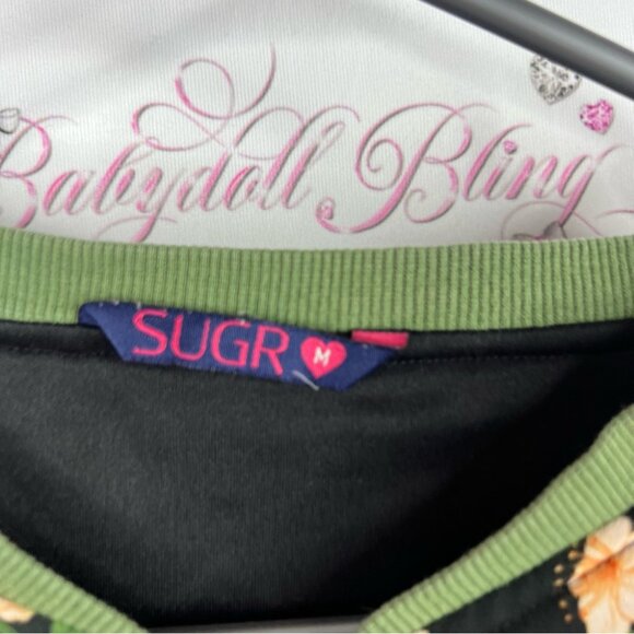 Sugr jacket floral zip up flowers lightweight sweater Green Floral Bomber Jacket - Picture 5 of 7